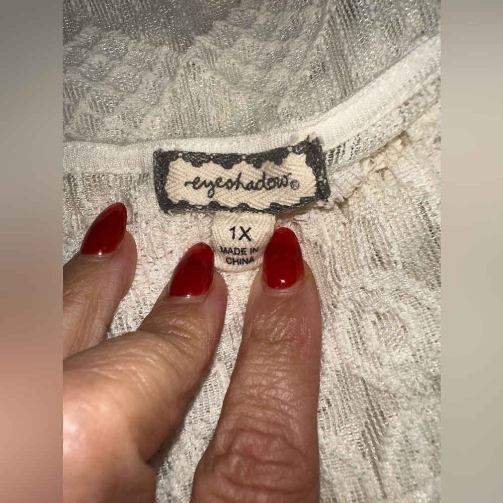 🔴EUC eyeshadow boho laced off white shirt with sleeve SZ 1X - Picture 5 of 5